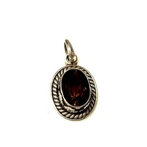 Genuine Sterling Silver Smokey Topaz Pendant